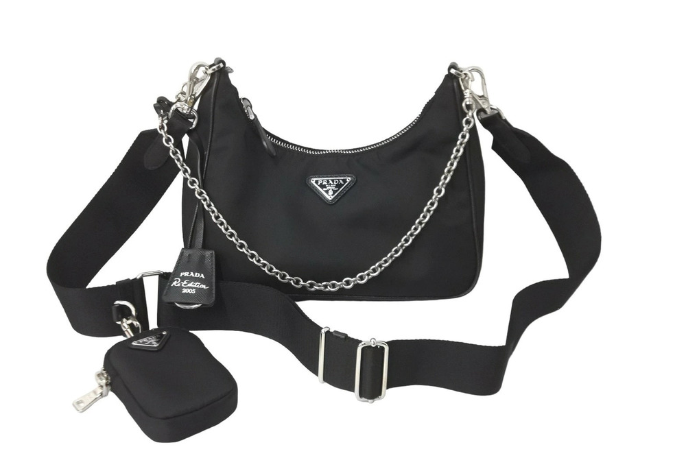 Prada Hobo Chain Shoulder Bag RE EDITION Black